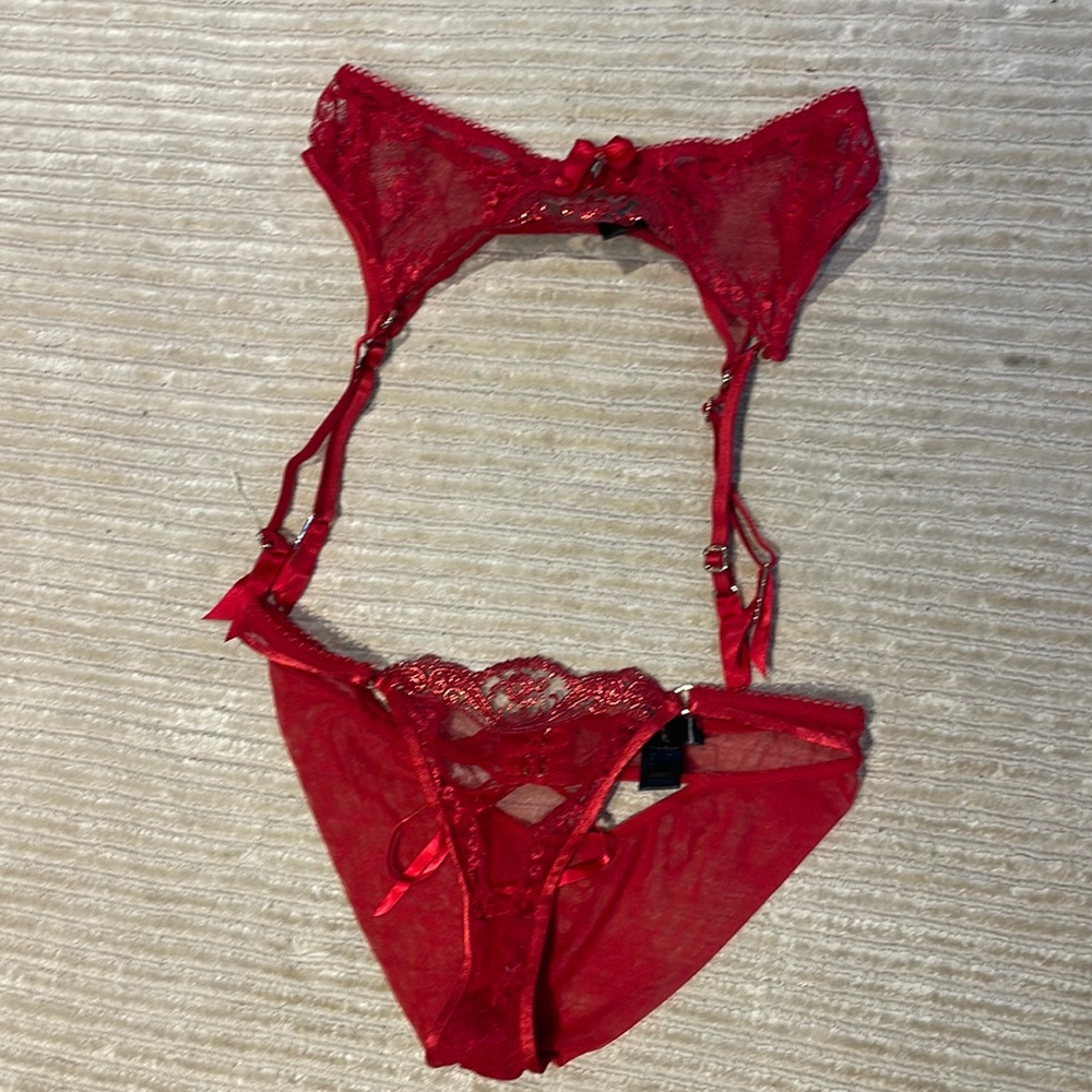 Agent provocateur red underwear and garter